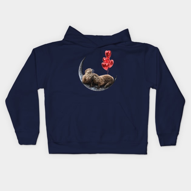 Asian small-clawed otter Kids Hoodie by Renasingsasong